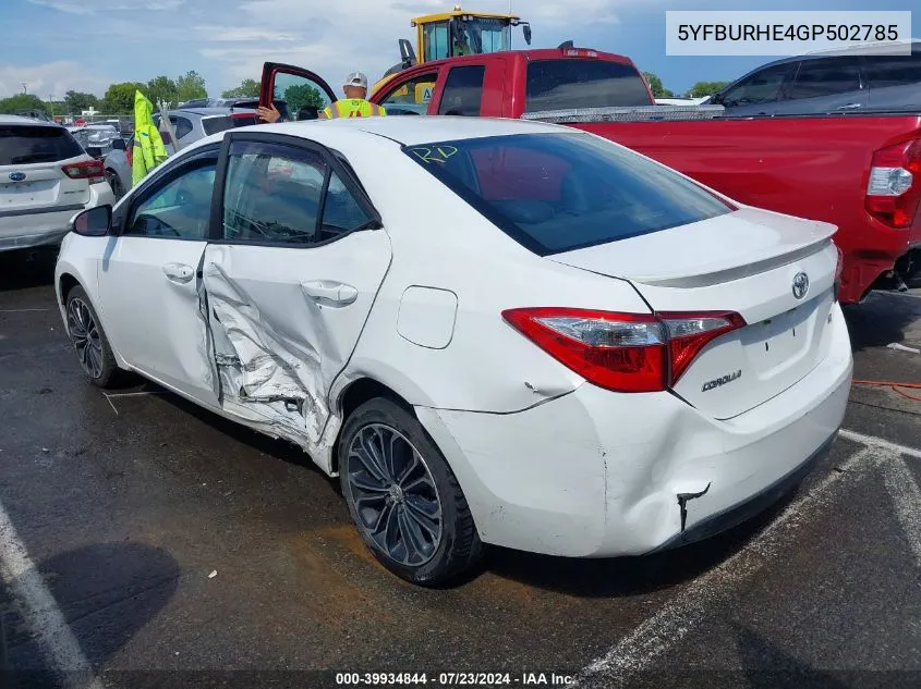 2016 Toyota Corolla S Plus VIN: 5YFBURHE4GP502785 Lot: 39934844