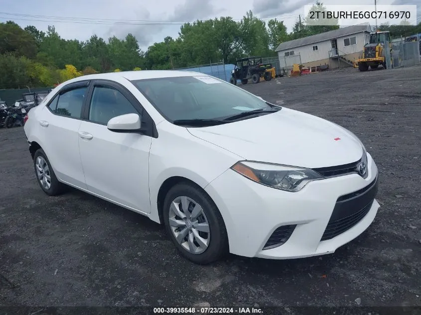 2016 Toyota Corolla Le VIN: 2T1BURHE6GC716970 Lot: 39935548