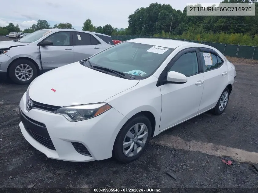 2016 Toyota Corolla Le VIN: 2T1BURHE6GC716970 Lot: 39935548