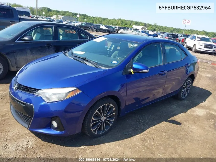 5YFBURHE0GP532964 2016 Toyota Corolla S Premium