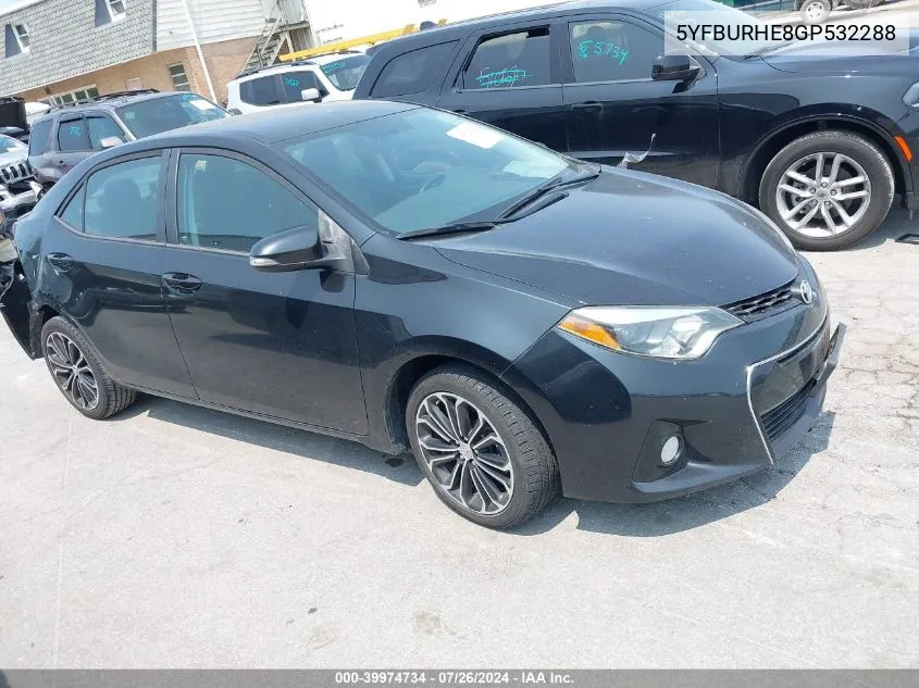 2016 Toyota Corolla S Plus VIN: 5YFBURHE8GP532288 Lot: 39974734