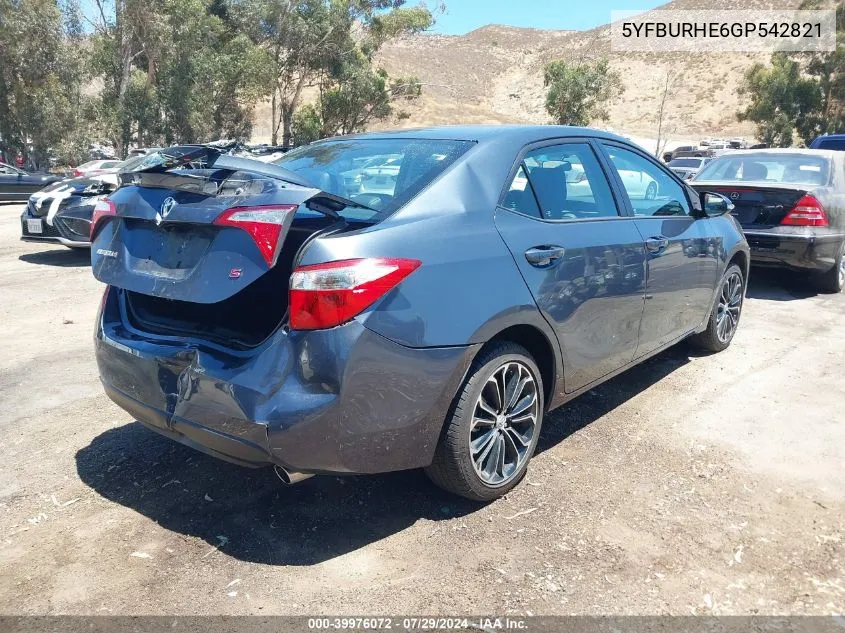 5YFBURHE6GP542821 2016 Toyota Corolla S Plus