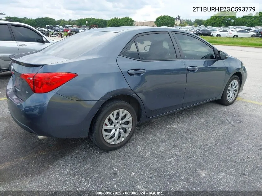 2T1BURHE2GC593779 2016 Toyota Corolla Le