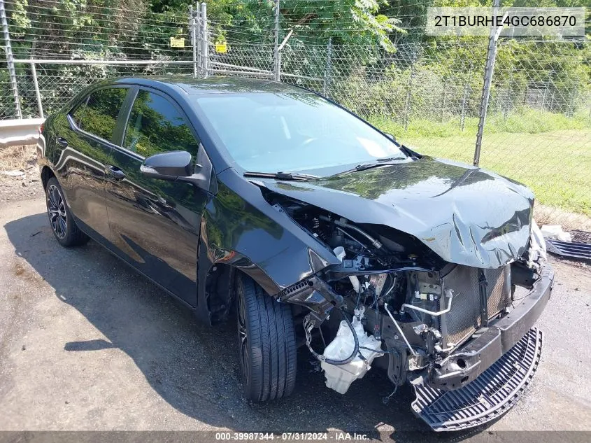 2016 Toyota Corolla S Plus VIN: 2T1BURHE4GC686870 Lot: 39987344