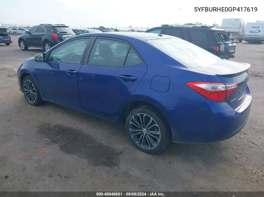 2016 Toyota Corolla S Plus VIN: 5YFBURHE0GP417619 Lot: 40046651