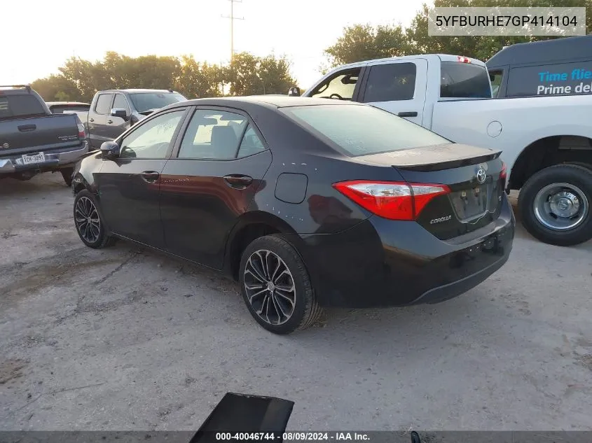 2016 Toyota Corolla L/Le/Le Plus/Le Premium/S/S Plus/S Premium/S W/Special Edition Pkg VIN: 5YFBURHE7GP414104 Lot: 40046744