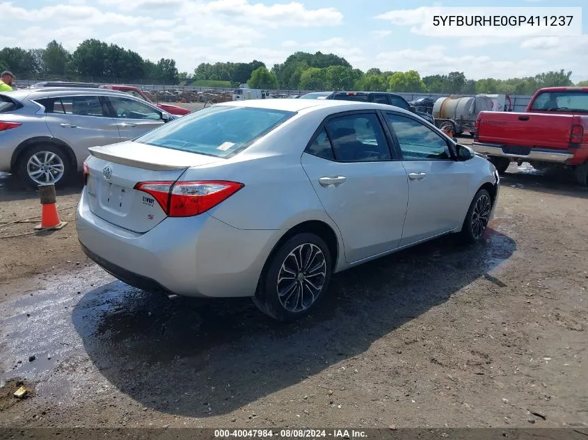 2016 Toyota Corolla S Plus VIN: 5YFBURHE0GP411237 Lot: 40047984