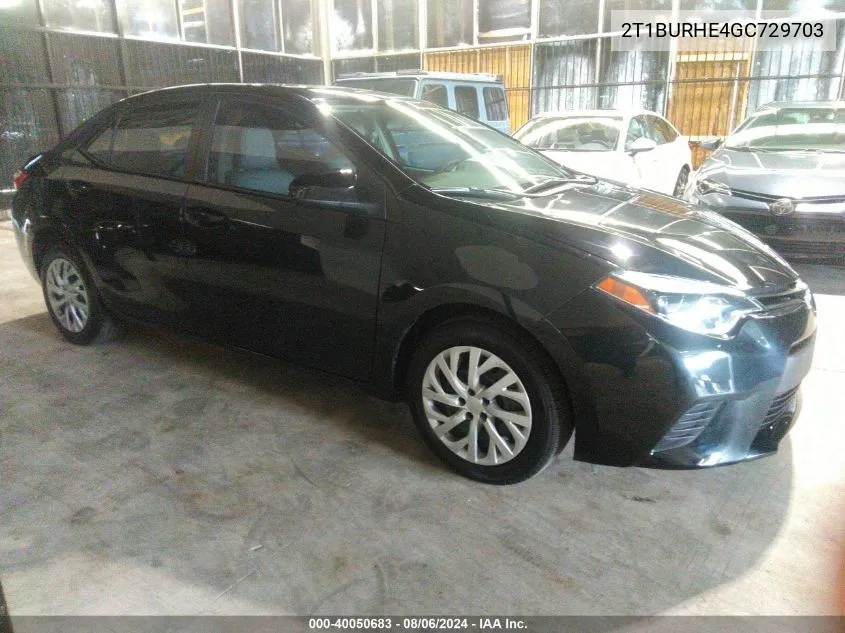 2016 Toyota Corolla Le VIN: 2T1BURHE4GC729703 Lot: 40050683