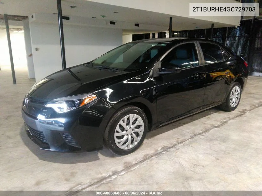 2T1BURHE4GC729703 2016 Toyota Corolla Le