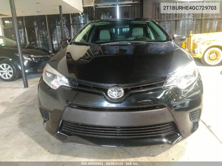 2016 Toyota Corolla Le VIN: 2T1BURHE4GC729703 Lot: 40050683