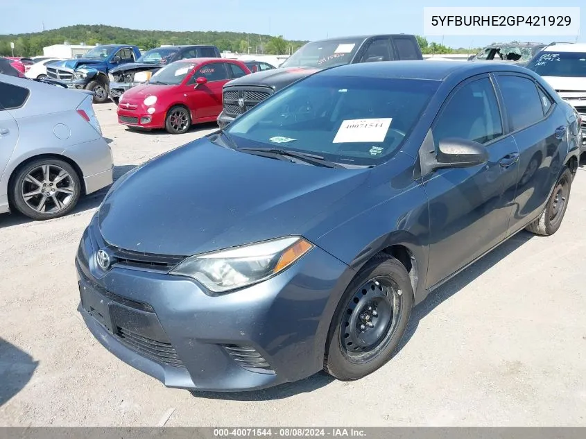 5YFBURHE2GP421929 2016 Toyota Corolla Le