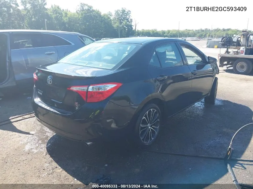 2016 Toyota Corolla L/Le/Le Pls/Prm/S/S Pls VIN: 2T1BURHE2GC593409 Lot: 40095333