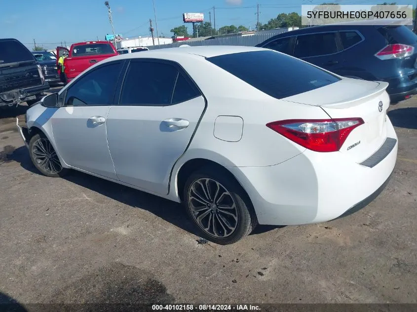 2016 Toyota Corolla S Plus VIN: 5YFBURHE0GP407656 Lot: 40102158