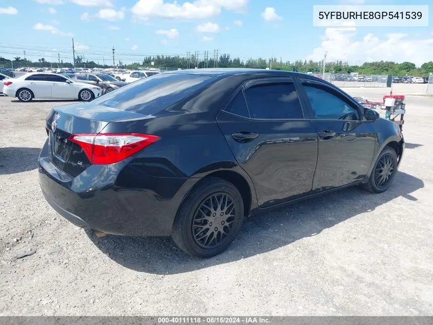 5YFBURHE8GP541539 2016 Toyota Corolla Le