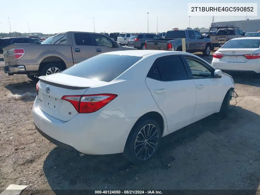 2016 Toyota Corolla S Plus VIN: 2T1BURHE4GC590852 Lot: 40124050