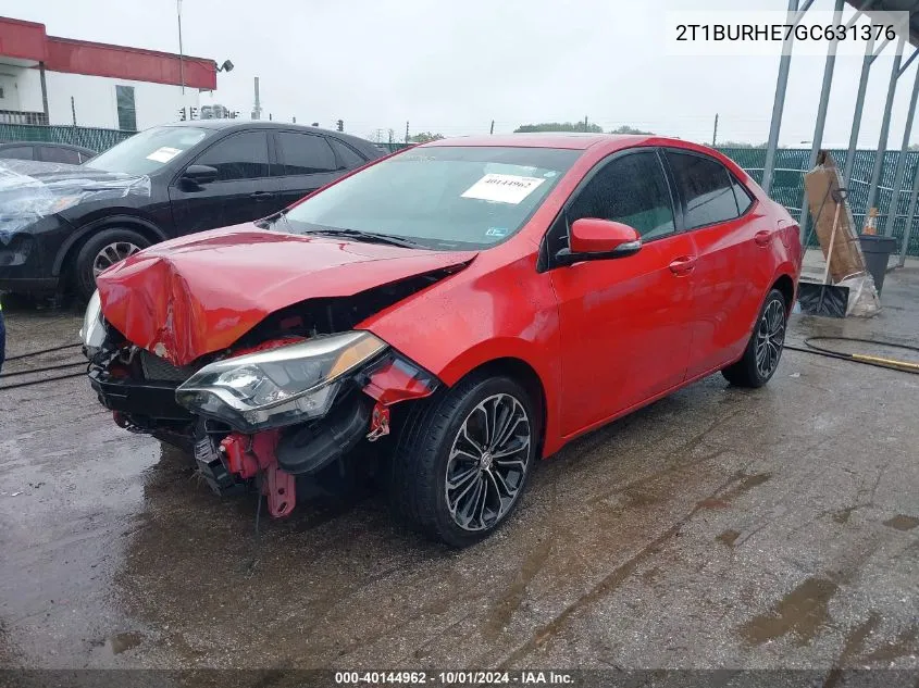 2016 Toyota Corolla S Plus VIN: 2T1BURHE7GC631376 Lot: 40144962