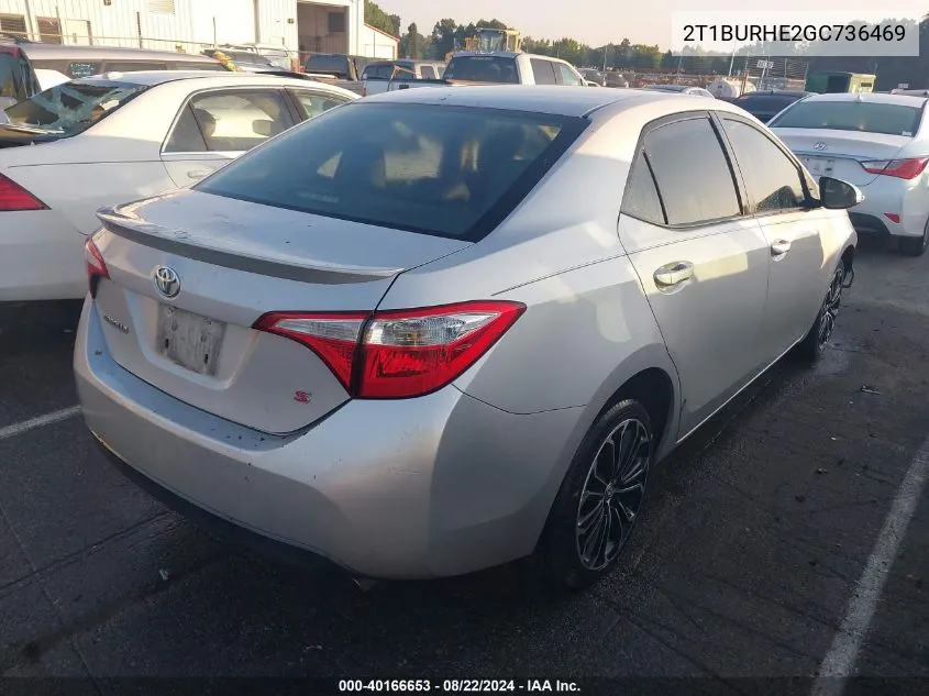 2016 Toyota Corolla S Plus VIN: 2T1BURHE2GC736469 Lot: 40166653