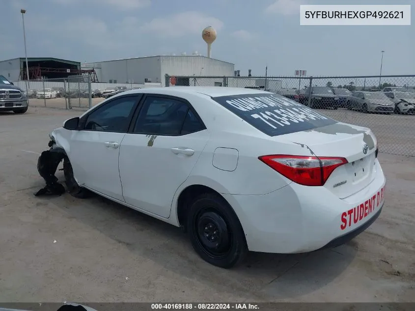 5YFBURHEXGP492621 2016 Toyota Corolla Le