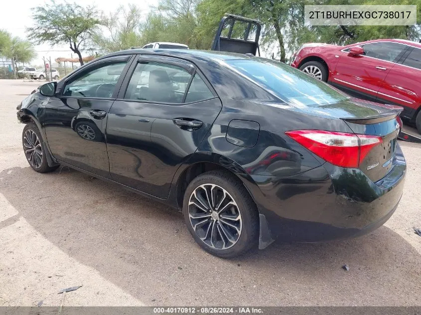 2016 Toyota Corolla S Premium VIN: 2T1BURHEXGC738017 Lot: 40170912