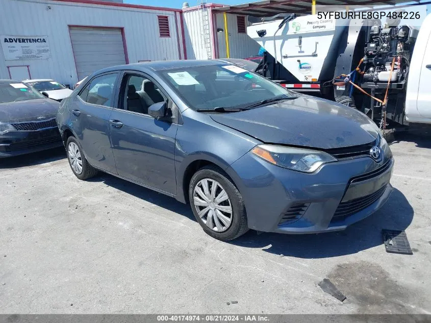 2016 Toyota Corolla Le VIN: 5YFBURHE8GP484226 Lot: 40174974