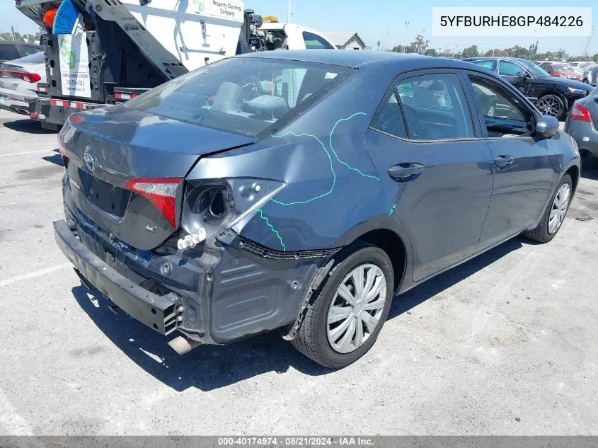 5YFBURHE8GP484226 2016 Toyota Corolla Le