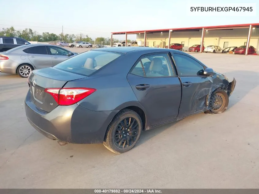 5YFBURHEXGP467945 2016 Toyota Corolla Le