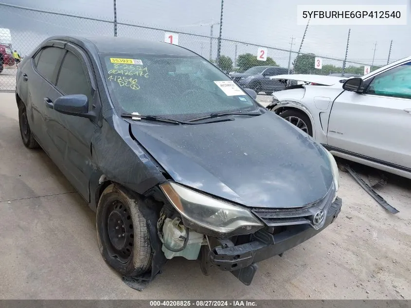 5YFBURHE6GP412540 2016 Toyota Corolla Le