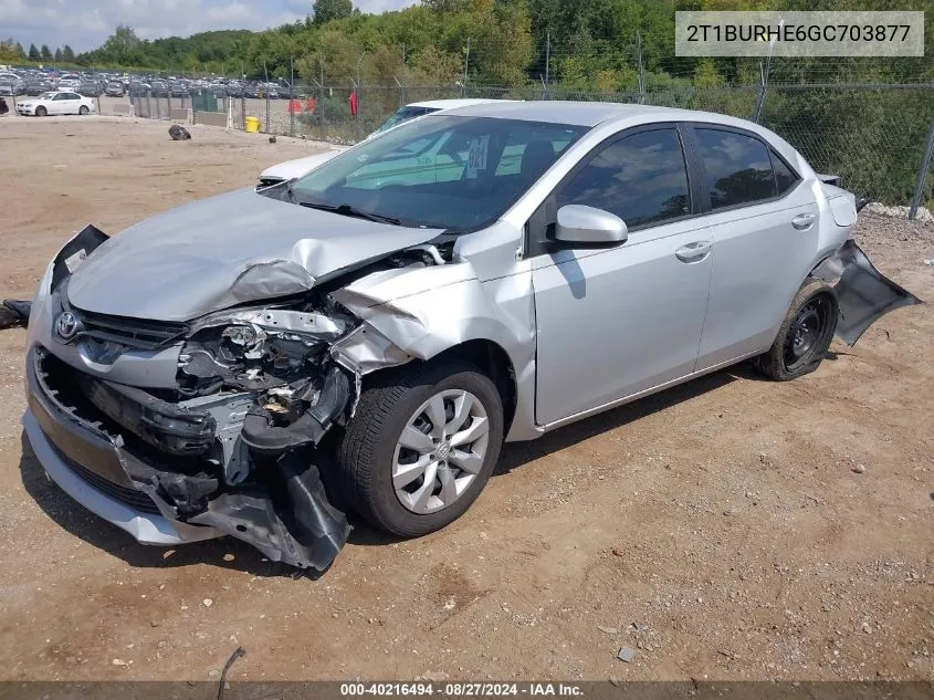 2016 Toyota Corolla Le VIN: 2T1BURHE6GC703877 Lot: 40216494