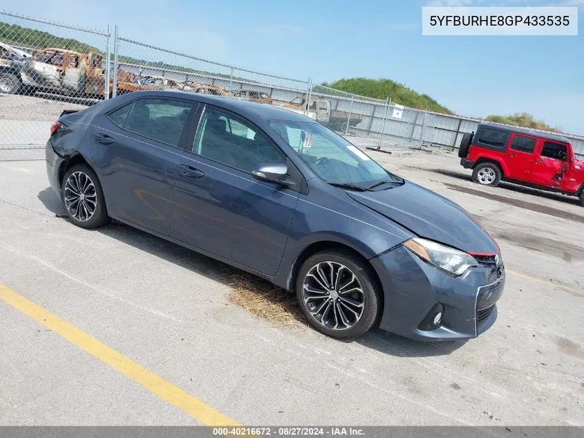 2016 Toyota Corolla S Plus VIN: 5YFBURHE8GP433535 Lot: 40216672