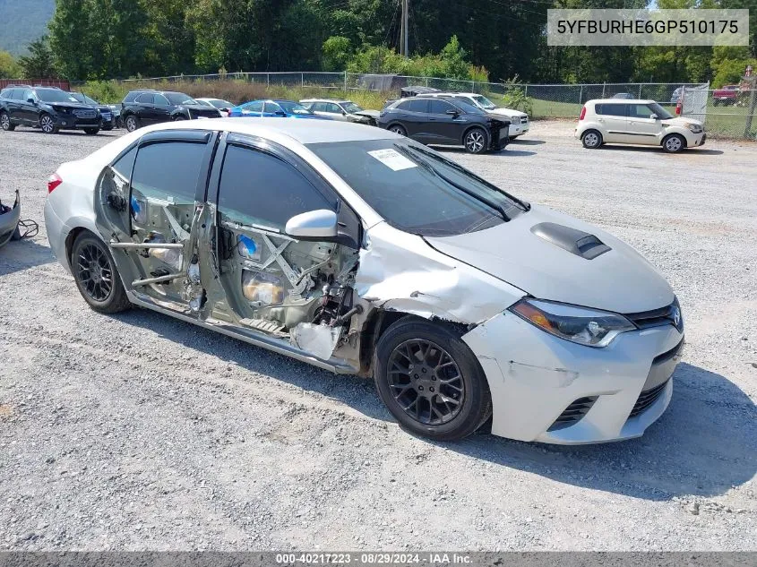 5YFBURHE6GP510175 2016 Toyota Corolla Le