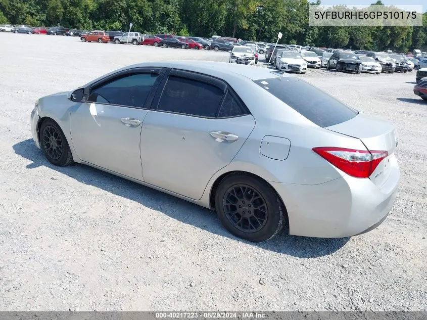 5YFBURHE6GP510175 2016 Toyota Corolla Le