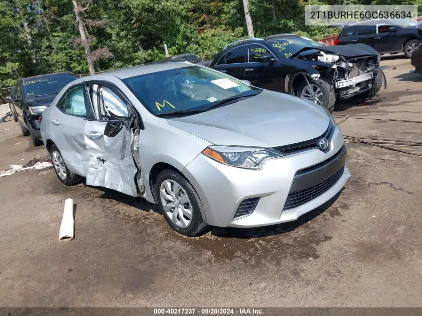 2016 Toyota Corolla Le VIN: 2T1BURHE6GC636634 Lot: 40217237