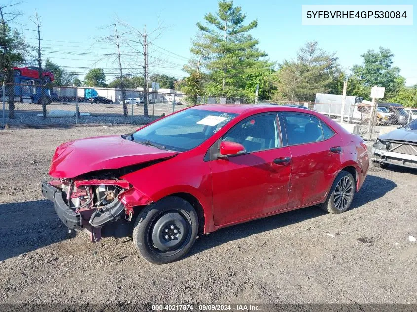 2016 Toyota Corolla VIN: 5YFBVRHE4GP530084 Lot: 40217874