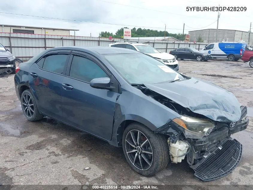 5YFBURHE3GP428209 2016 Toyota Corolla Le