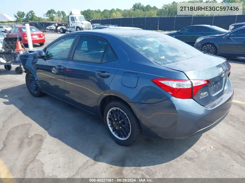 2T1BURHE3GC597436 2016 Toyota Corolla Le