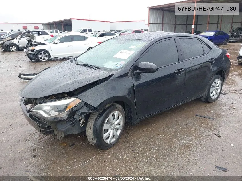 2016 Toyota Corolla Le VIN: 5YFBURHE7GP471080 Lot: 40228476