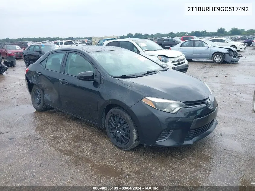 2T1BURHE9GC517492 2016 Toyota Corolla Le