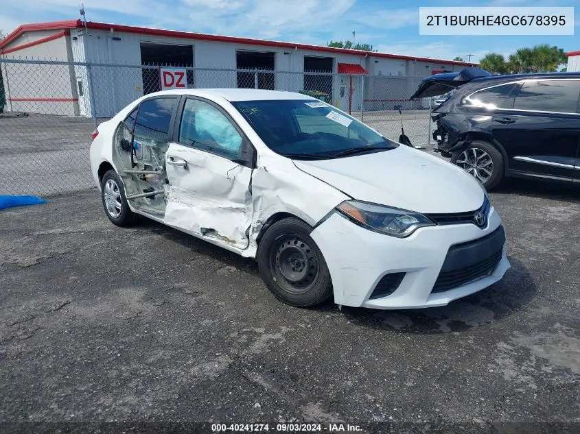 2016 Toyota Corolla L VIN: 2T1BURHE4GC678395 Lot: 40241274