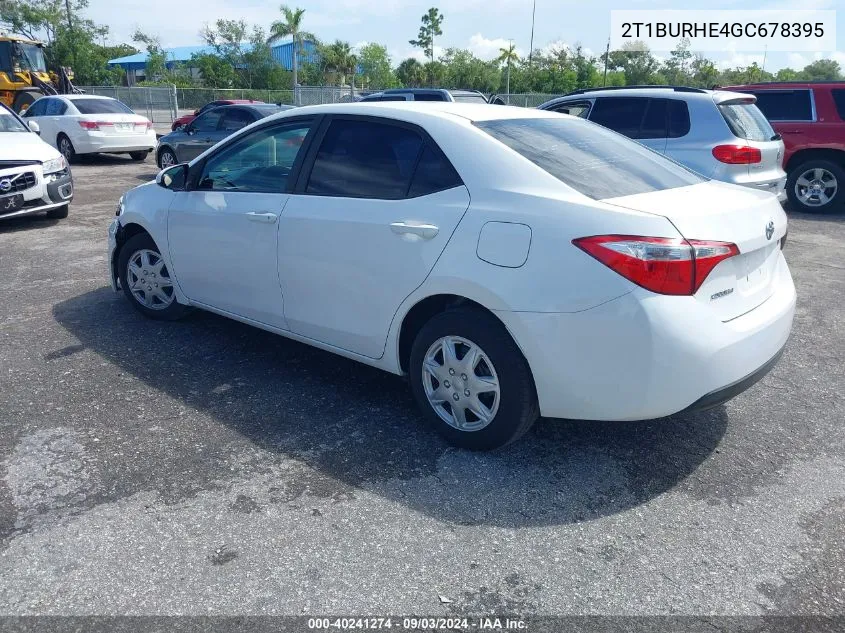 2016 Toyota Corolla L VIN: 2T1BURHE4GC678395 Lot: 40241274