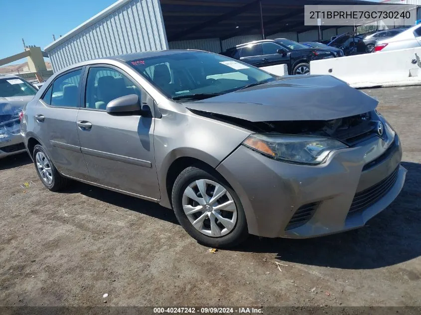 2016 Toyota Corolla Le Eco VIN: 2T1BPRHE7GC730240 Lot: 40247242