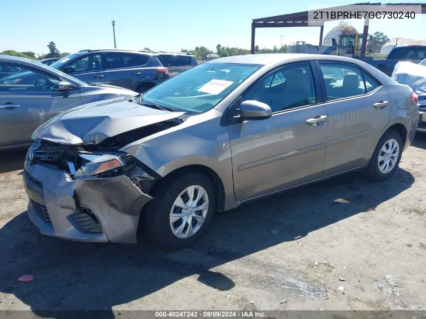 2016 Toyota Corolla Le Eco VIN: 2T1BPRHE7GC730240 Lot: 40247242