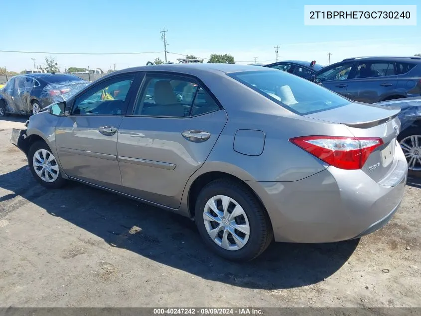 2016 Toyota Corolla Le Eco VIN: 2T1BPRHE7GC730240 Lot: 40247242