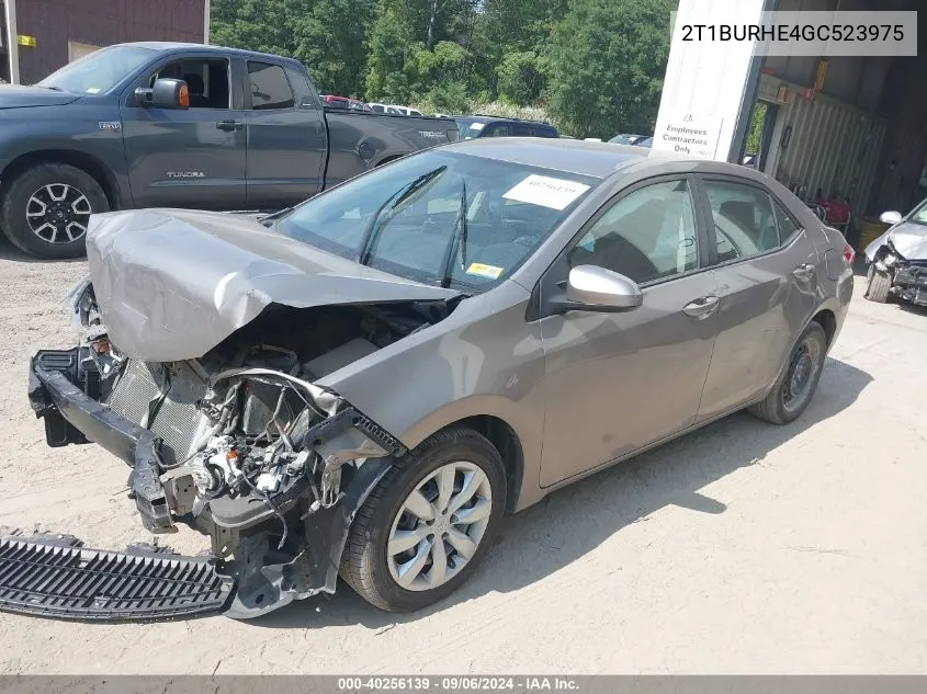 2016 Toyota Corolla Le VIN: 2T1BURHE4GC523975 Lot: 40256139