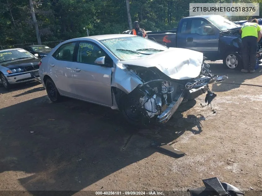 2016 Toyota Corolla S VIN: 2T1BURHE1GC518376 Lot: 40256181