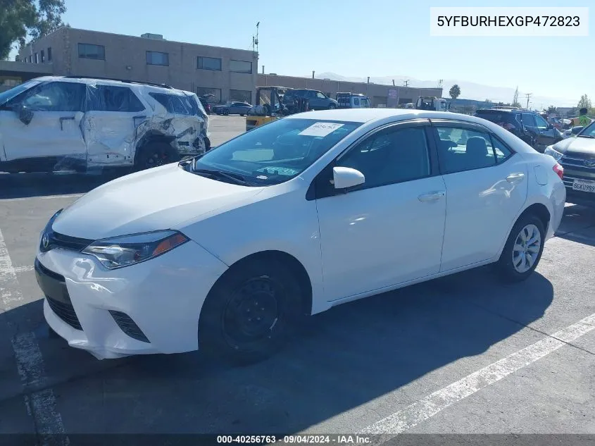 2016 Toyota Corolla Le VIN: 5YFBURHEXGP472823 Lot: 40256763