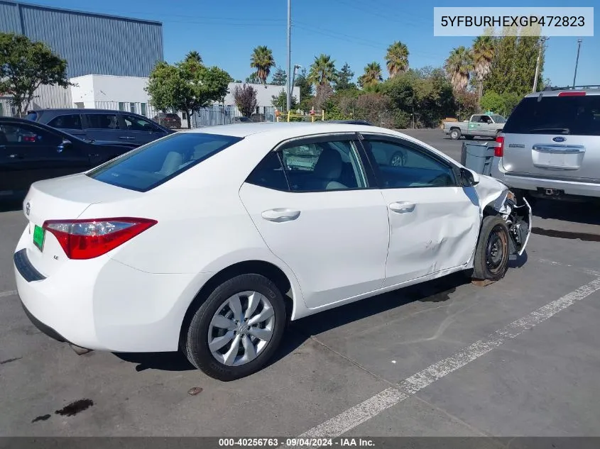 2016 Toyota Corolla Le VIN: 5YFBURHEXGP472823 Lot: 40256763