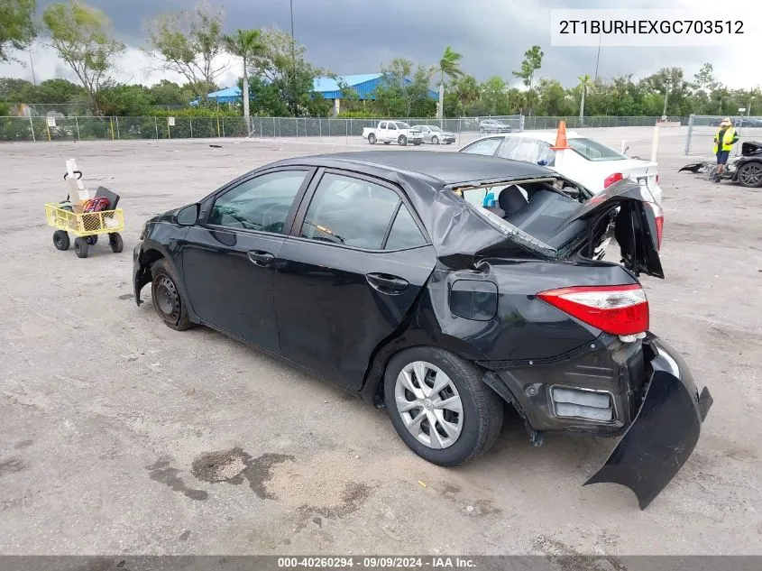 2016 Toyota Corolla L VIN: 2T1BURHEXGC703512 Lot: 40260294