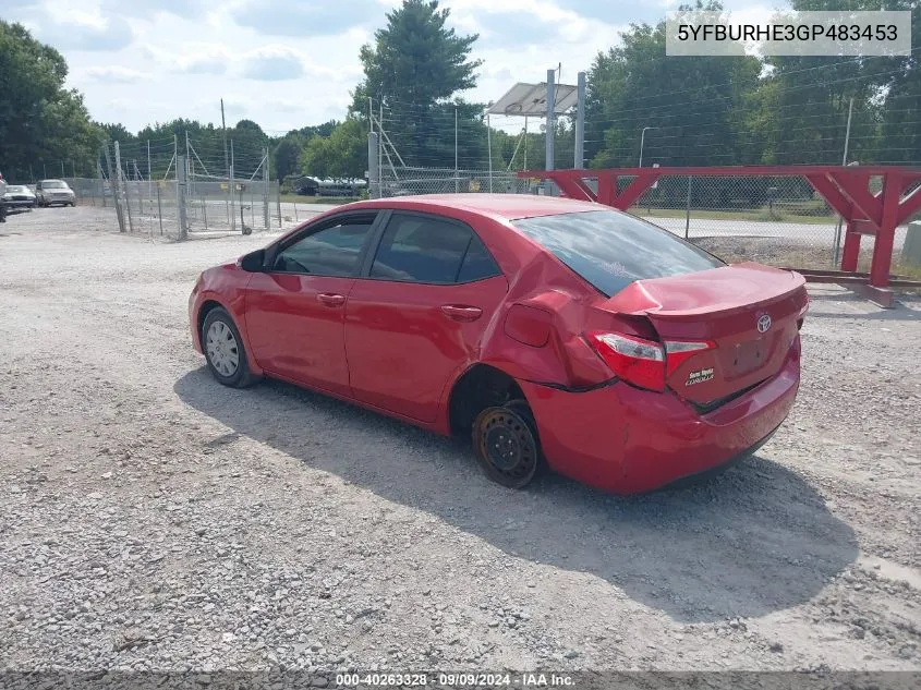 5YFBURHE3GP483453 2016 Toyota Corolla S Plus