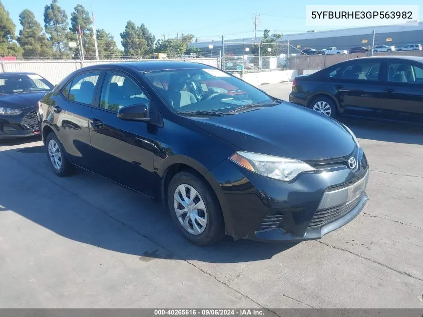 2016 Toyota Corolla L VIN: 5YFBURHE3GP563982 Lot: 40265616