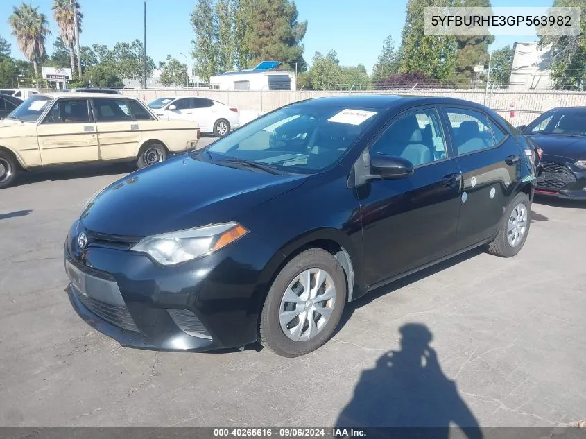 2016 Toyota Corolla L VIN: 5YFBURHE3GP563982 Lot: 40265616